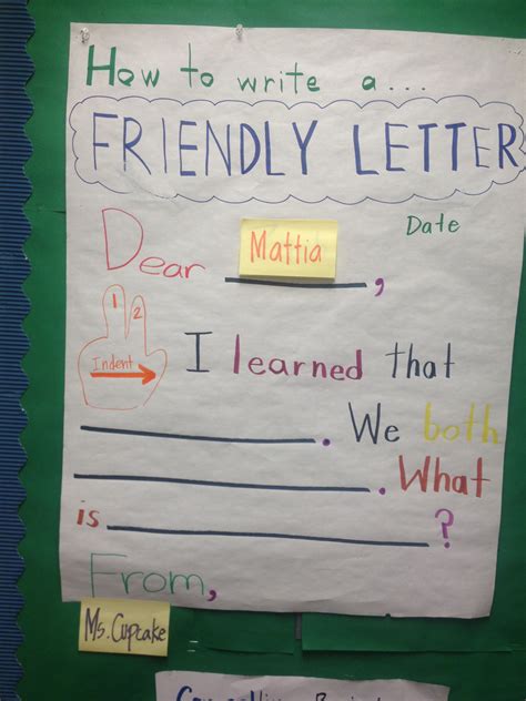 In the friendly letter format, your address, date, the complimentary close, signature, and printed name are all indented to the right half of the page (how far you indent in is up to you as long as the heading and complimentary close is lined up, use your own discretion and make sure it looks presentable). Friendly Letter | Friendly letter, Lettering, Writing