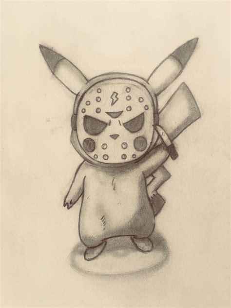 Pikachu Pokemon Pikachu Jason Mashup Horror Pencils Halloween