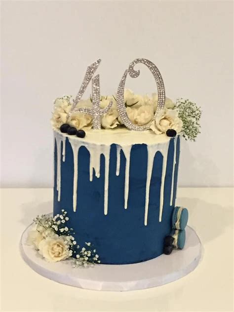 Birthday cakes for him we have a great selection of happy birthday cakes for him. Navy Blue drip cake #dripcakesformen | Birthday cake for ...