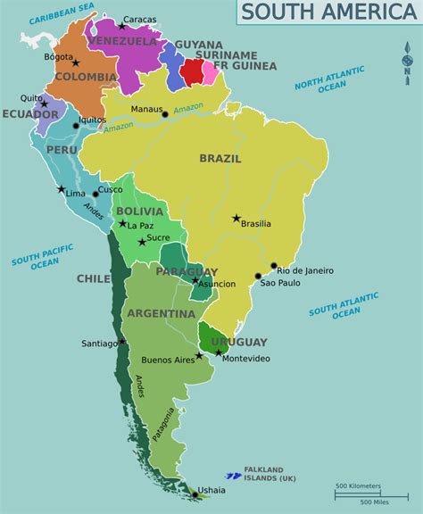 Mapa Político De Sudamérica Tamaño Completo Ex