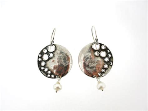 Porans Handcrafted Sterling Silver Earrings Pearl Unique