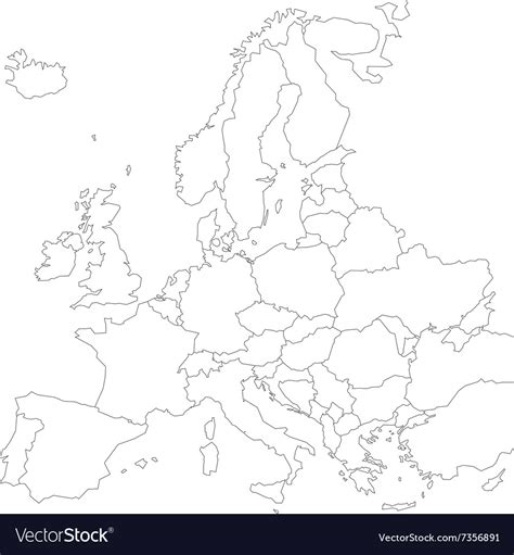 Blank Outline Map Of Europe Royalty Free Vector Image