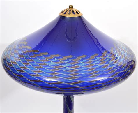 Lot Joe Clearman Blue Art Glass Table Lamp