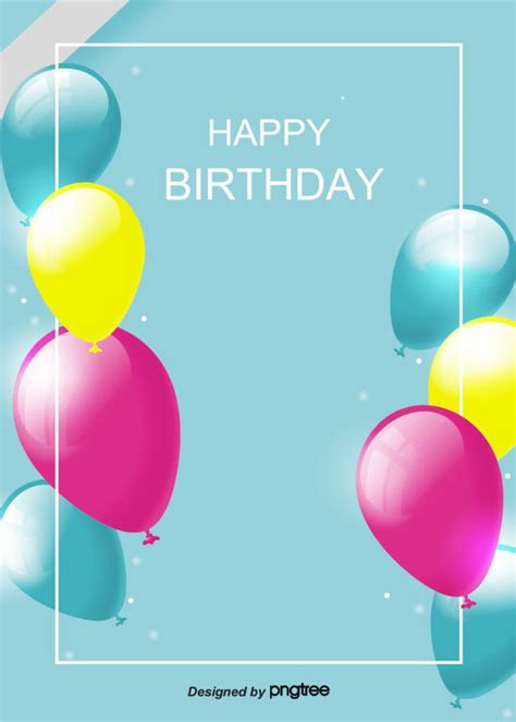 Happy Birthday Background Of Colorful Balloon With Blue Realistic Style