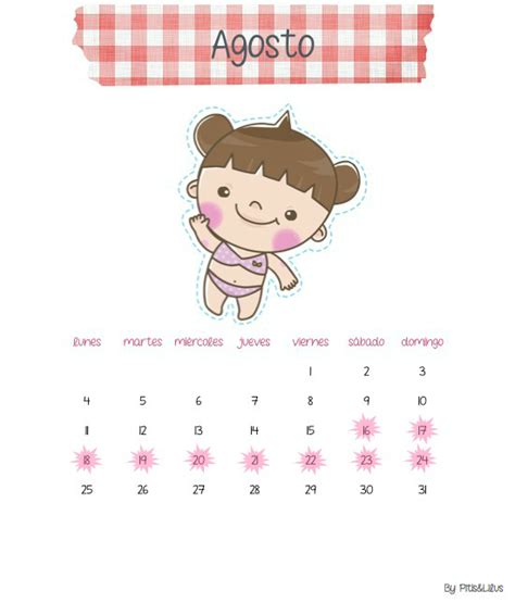 Pitis And Lilus Calendario Imprimible De Agosto El Mes De La Aste