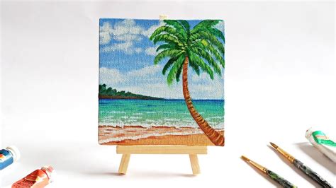 Tropical Beach Acrylic Painting Step By Step For Beginners Easy Mini