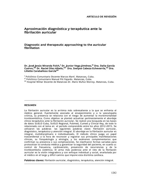 Pdf Diagnostic And Therapeutic Approaching To The Auricular Fibrillation