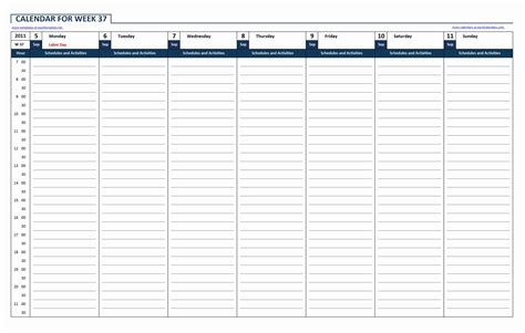 52 Week Calendar Excel Calendars