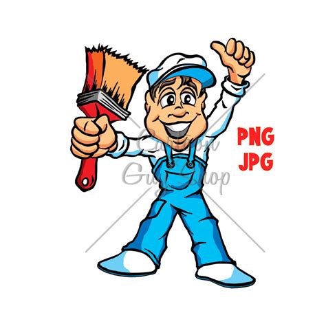 House Painter Png  Cartoon Painter Clipart Digital Download Etsy
