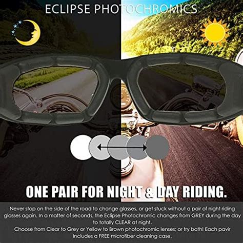 Bikershades Transitional Motorcycle Sunglass Foam Padded Day And Night Photochromic