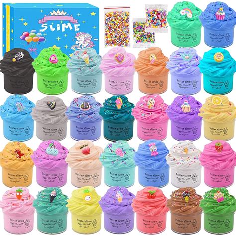 Butter Slime Kit 30 Pack With Funny Fruits Charms Scented Diy Etsy
