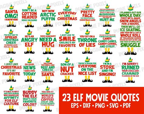 Buddy The Elf 23 Movie Quotes Editable Svg Png Dxf Eps Pdf For Etsy