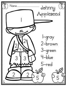 Color by Number with Johnny Appleseed! TONS of fun printables to