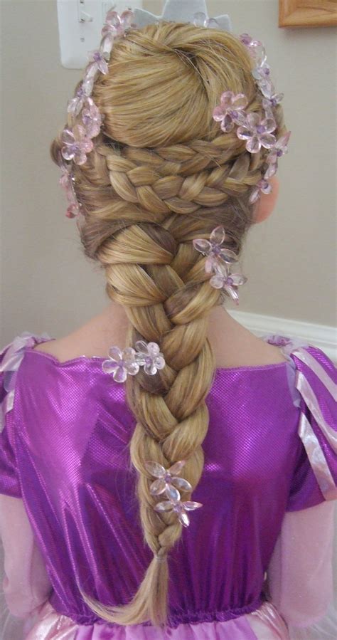 Princess Rapunzel Braided Updo W Acrylic Crystal Barettes Braiding Hair Colors