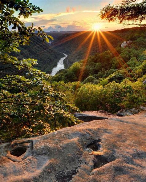 A Warm Summer Evening View Of Beauty Mountain Near Fayetteville Wv By