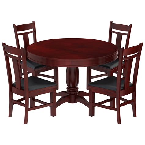 Garcia Mahogany Wood Round Dining Table Chair Set