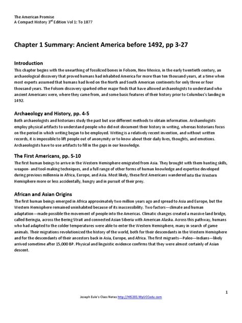 Chapter 1 Summary Ancient America Before 1492 Pp 3 27 Joseph Eulos