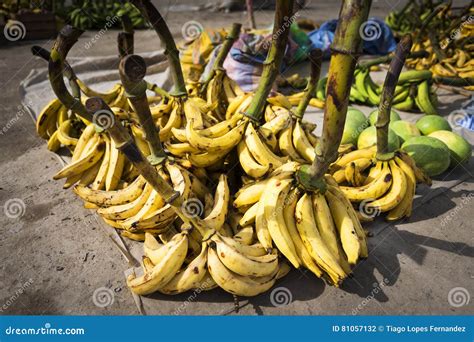 Bananas In A Market In The Town Of Alausi In Ecuador Stock Photo