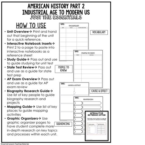American History Outline Notes Just The Essentials Unit Review Study