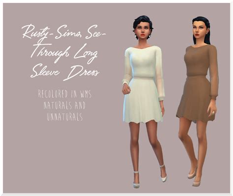 Rustys Long Sleved Dress Recolour The Sims 4 Cc Mm Clothes Play