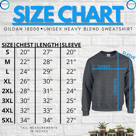 Hq Gildan 18000 Size Chart Gildan 18000 Unisex Heavy Blend Sweatshirt Size Chart Gildan 18000