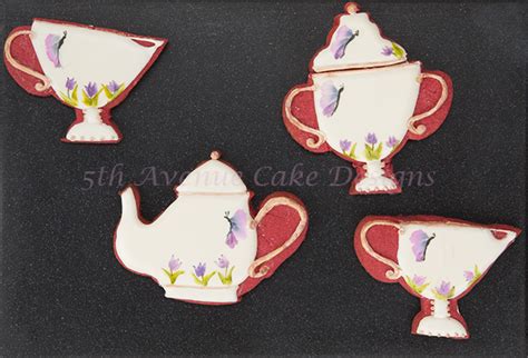 Vintage Hand Painted Tea Set Cookies 5th Avenue Cake Designs