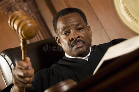 Judge Knocking Gavel In Courtroom Stock Image Image Of Looking Gavel