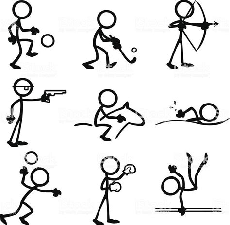 Stickfigures Doing A Variety Of Sporting Activities Stick Figure