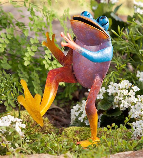 Metal Dancing Frog Statue Wind And Weather Frog Statues Garden