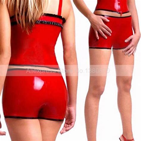 Buy Latex Lingerie Sexy Woman Rubber Red Panties Shorts Handmade S Lpw060 From