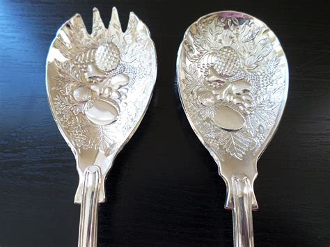 Vintage Silver Plated Made In England Fork And Spoon Salad Etsy