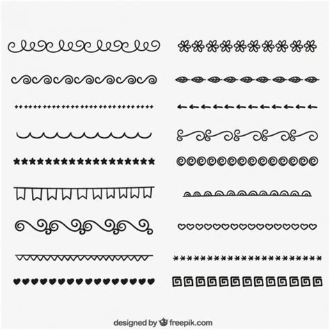Adornos, corazones y flechas dibujados a mano. Marcos Decoraciones De Hojas Blancas / Diseños De Margenes ...