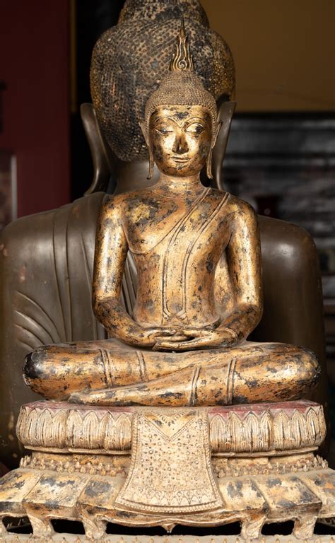 Late 18th Century Thai Gilt Bronze Meditative Seated Buddha Statue On
