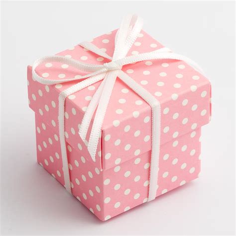 Pink Polka Dot Square Favour Box With Lid By Favour Lane