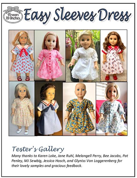 Forever 18 Inches Easy Sleeves Dress Doll Clothes Pattern 18 Inch