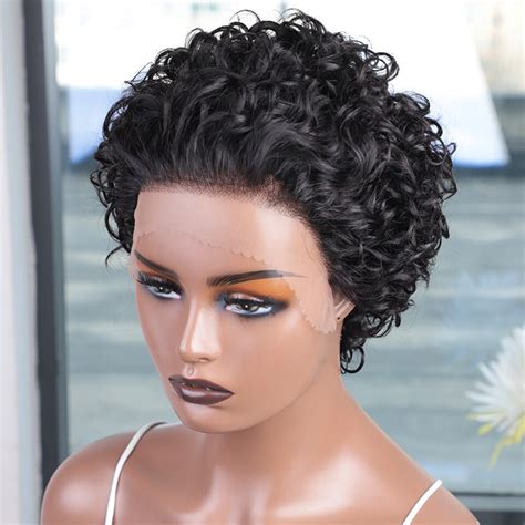 Slanke Braziliaanse Pixie Cut Pruik Korte Bob Krullend Menselijk Haar