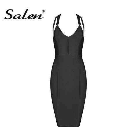 Salen 2017 New Sexy Sleeveless Halter Deep V Neck Summer Women Fashion Bandage Dress Aliexpress