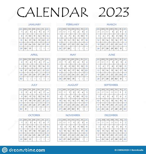 2023 Calendar Planner Corporate Week Template Layout 12 Months