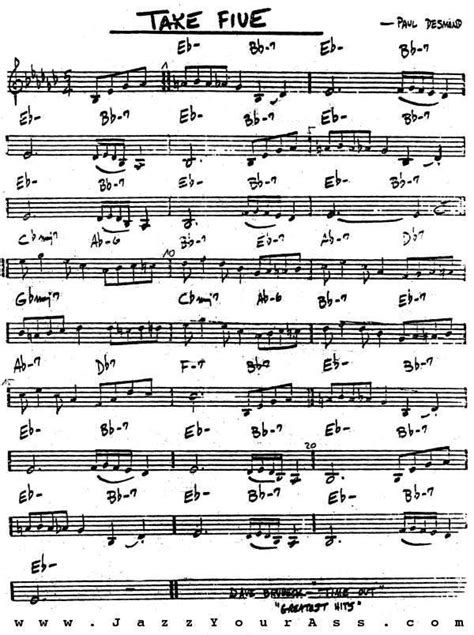 Take Five Chords Jazzyourass Sheets Jazz Standards Jazz Standard