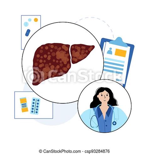 Liver Disease Concept Cirrhosis Logo Scar Tissue In Liver Damaged