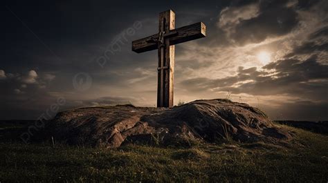 Cross Standing On A Hill Background Picture Of The Cross Of Calvary