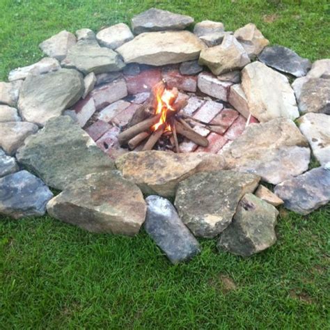 Using Scrap Brick And River Rocks This Was Free Diy Fire Pit
