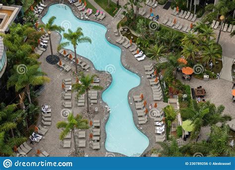 Scenic Aerial View Of An Elaborate Resort Pool San Diego California