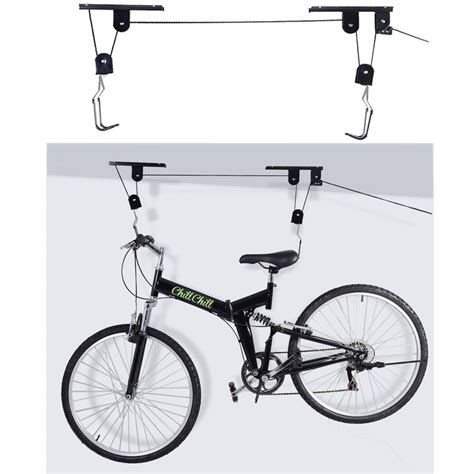 New Bike Bicycle Lift Ceiling Mounted Hoist Storage Garage Hanger Pull