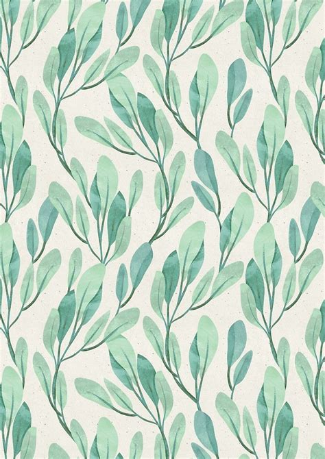 Free Download Simple Teal Green Leaves By Irtsya Redbubble Pattern
