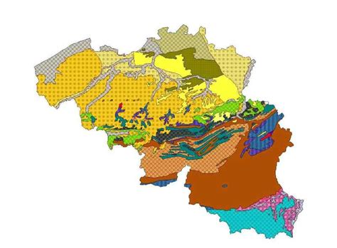 Une superficie assez importante des pays frontaliers est représentée. CMPB - Cartes géologiques de Belgique