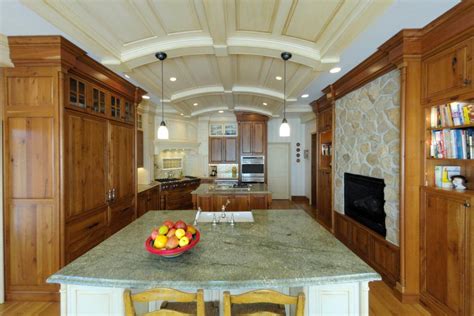 Spacious Traditional Kitchen With Fireplace And Two Islands Hgtv