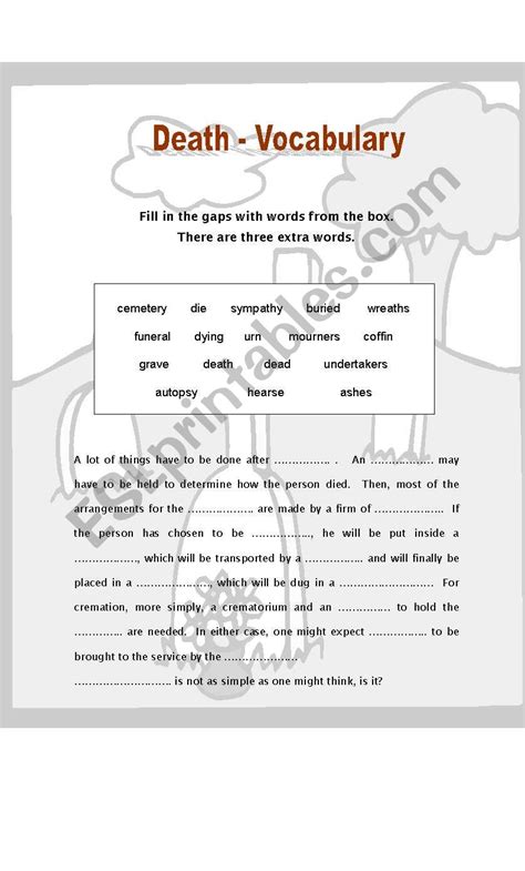 Printable Sample Death Worksheet