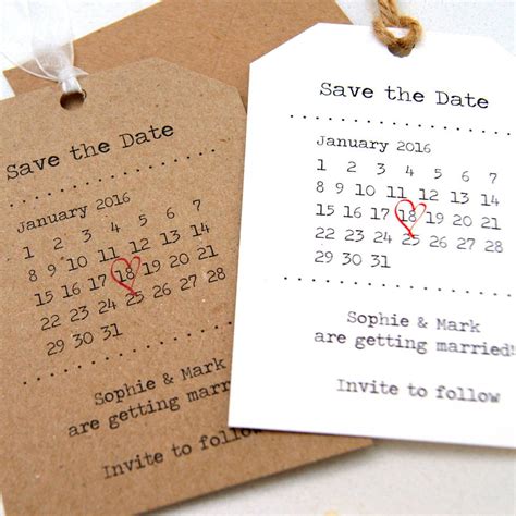 Save The Date Retro Calendar Tag By The Hummingbird Card Company