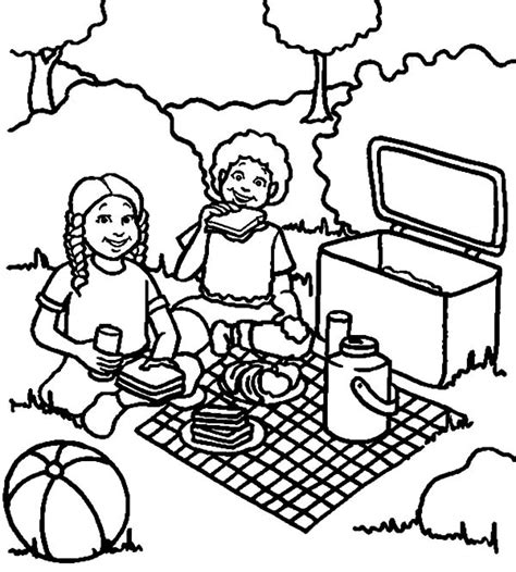 Thousands of printable coloring pages, for kids and adults! I Eat a Lot of Sandwich at Family Picnic Coloring Pages ...